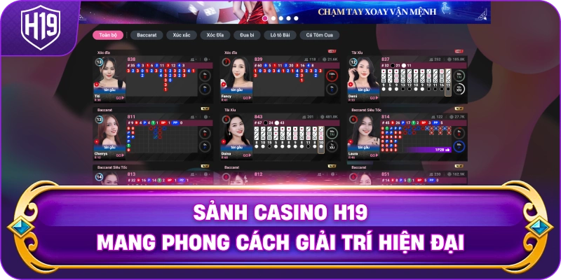 Sảnh Casino H19 mang phong cách giải trí hiện đại